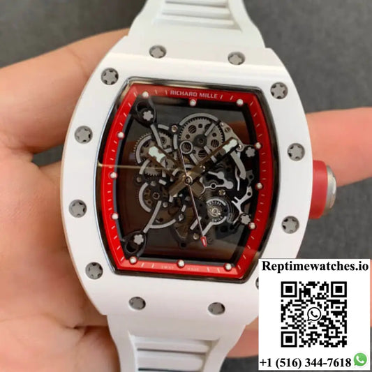 Richard Mille RM055 Kv Factory V2 White Ceramic Case Rubber Strap Product Photo 1
