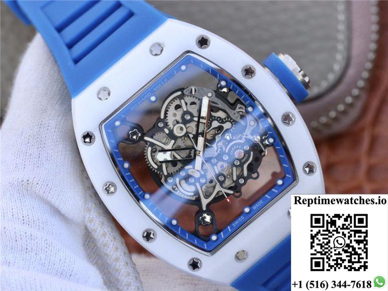 Richard Mille Rm055 Kv Factory White Ceramic Blue Hollow Dial-Rep Time Watches