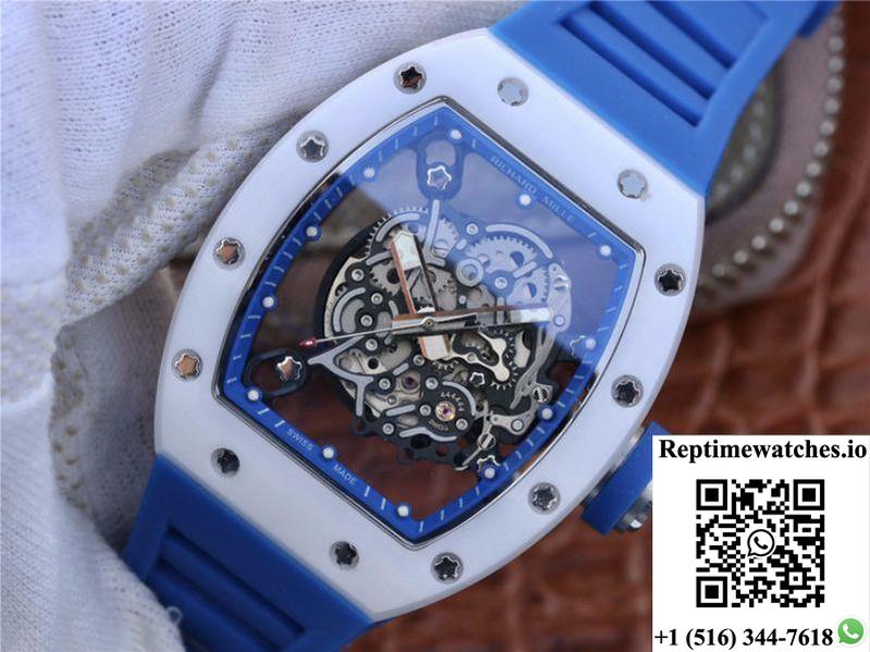 Richard Mille Rm055 Kv Factory White Ceramic Blue Hollow Dial-Rep Time Watches