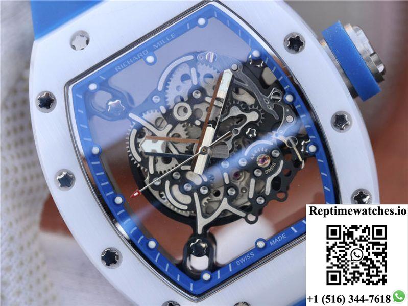 Richard Mille Rm055 Kv Factory White Ceramic Blue Hollow Dial-Rep Time Watches