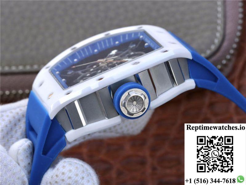 Richard Mille Rm055 Kv Factory White Ceramic Blue Hollow Dial-Rep Time Watches