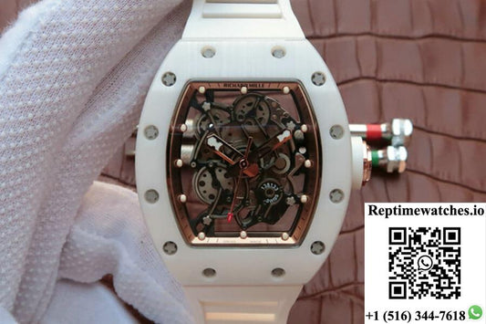 Richard Mille Rm055 Kv Factory White Ceramic Rubber Strap-Rep Time Watches