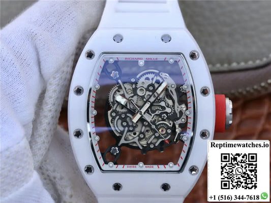Richard Mille RM055 KV Factory White Rubber Strap - Watches