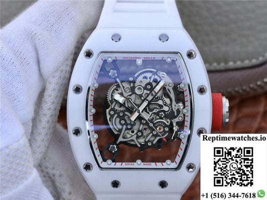 Richard Mille Rm055 Kv Factory White Rubber Strap-Rep Time Watches
