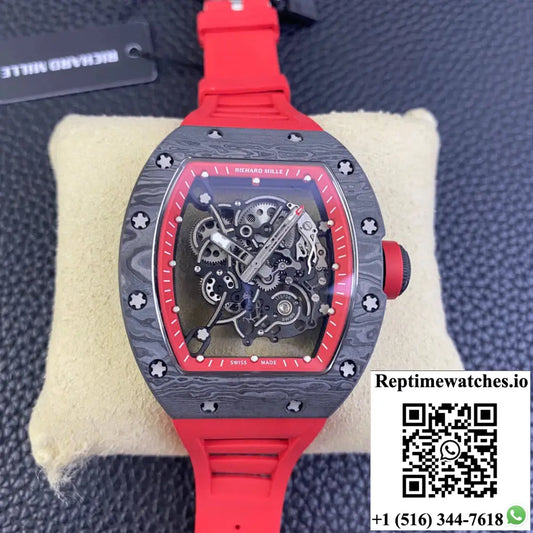 Richard Mille RM055 NTPT BBR Factory Carbon Fiber Red Strap - Watches
