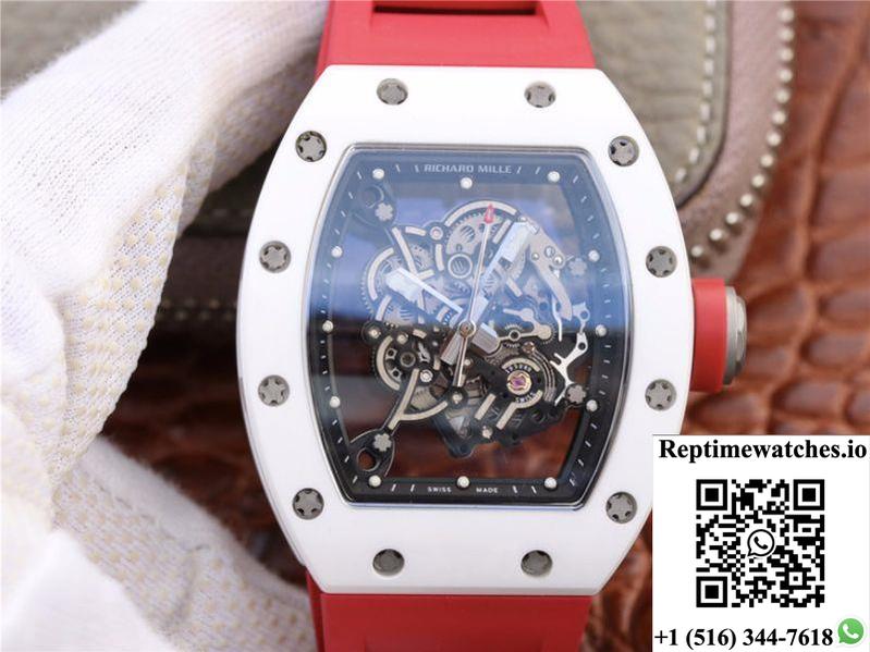 Richard Mille Rm055 Red Strap Kv Factory Skeleton Dial-Rep Time Watches