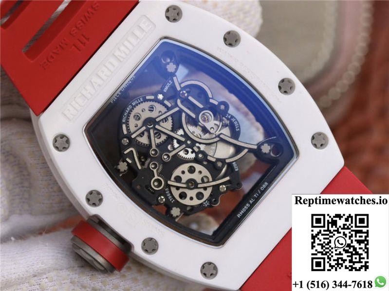 Richard Mille Rm055 Red Strap Kv Factory Skeleton Dial-Rep Time Watches