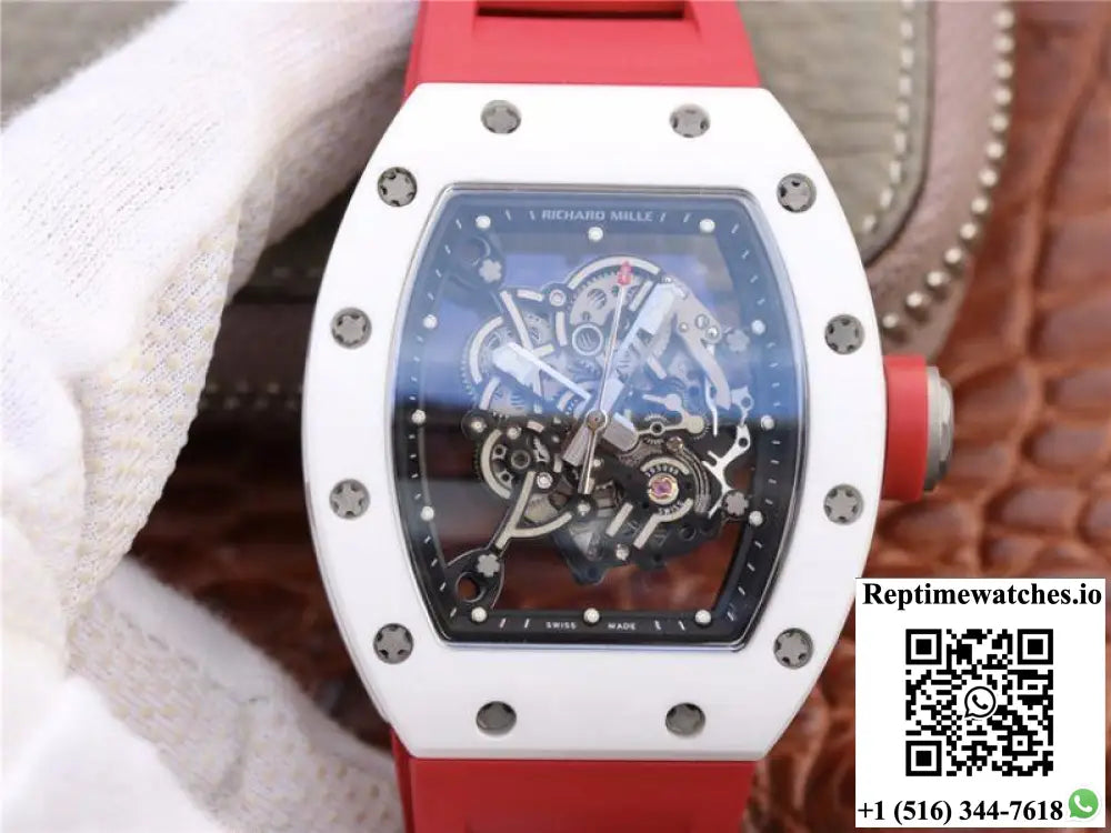 Richard Mille RM055 Red Strap KV Factory Skeleton Dial - Watches