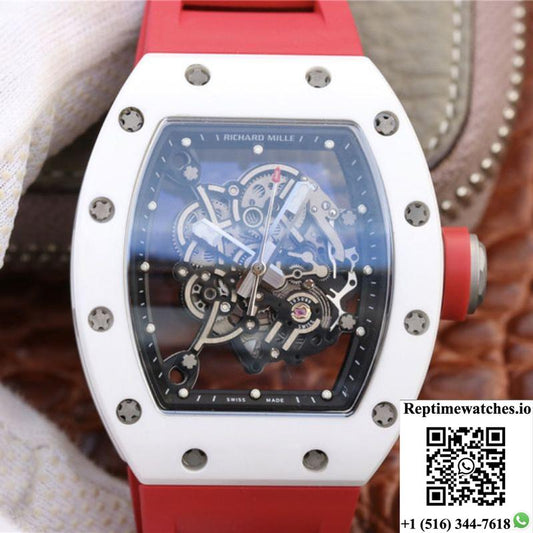 Richard Mille Rm055 Red Strap Kv Factory Skeleton Dial-Rep Time Watches