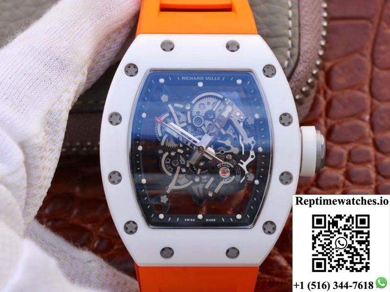 Richard Mille Rm055 Skeleton Dial Orange Strap Kv Factory V2-Rep Time Watches