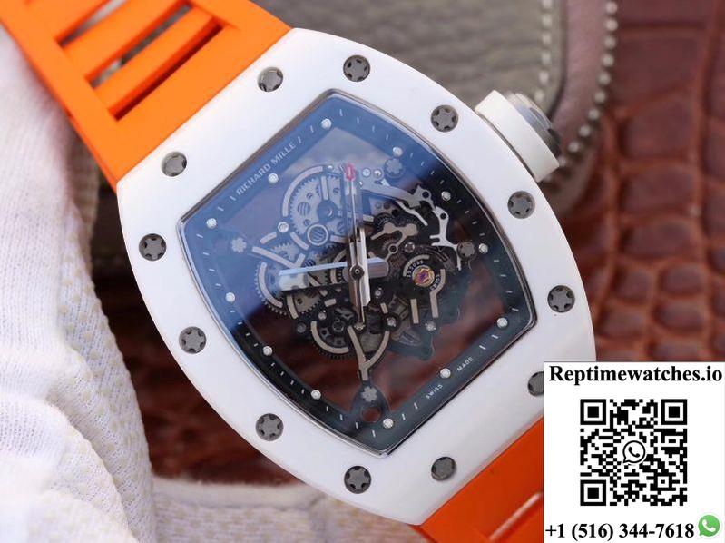 Richard Mille Rm055 Skeleton Dial Orange Strap Kv Factory V2-Rep Time Watches