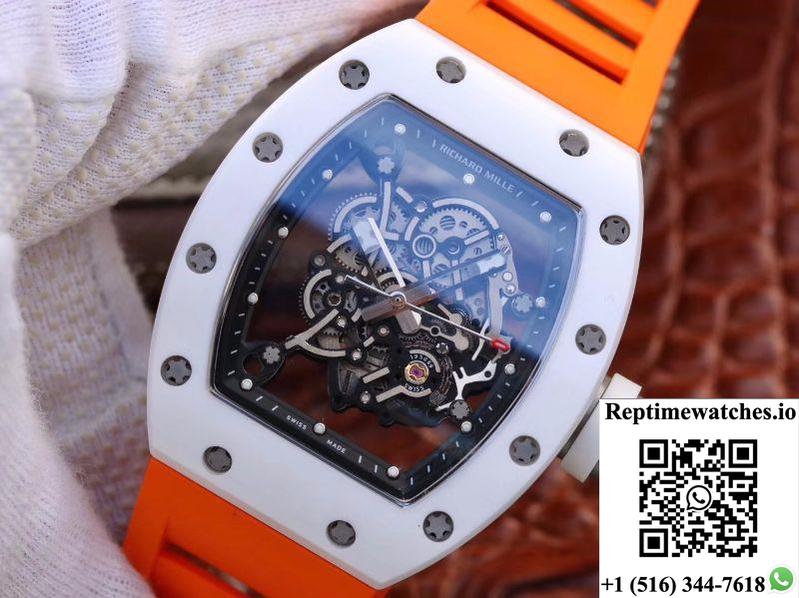 Richard Mille Rm055 Skeleton Dial Orange Strap Kv Factory V2-Rep Time Watches