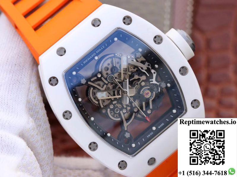 Richard Mille Rm055 Skeleton Dial Orange Strap Kv Factory V2-Rep Time Watches