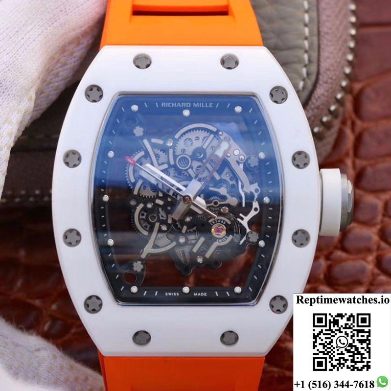 Richard Mille Rm055 Skeleton Dial Orange Strap Kv Factory V2-Rep Time Watches