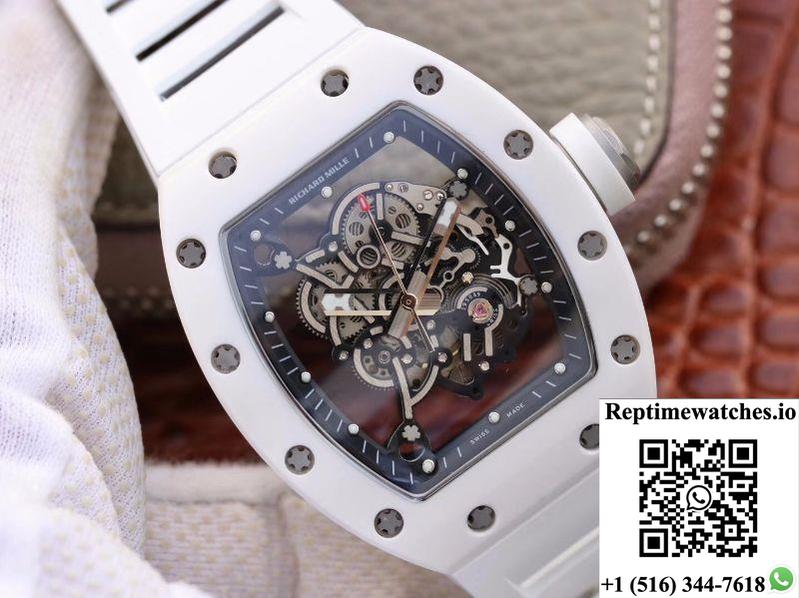 Richard Mille Rm055 White Ceramic Skeleton Dial Kv Factory V2-Rep Time Watches