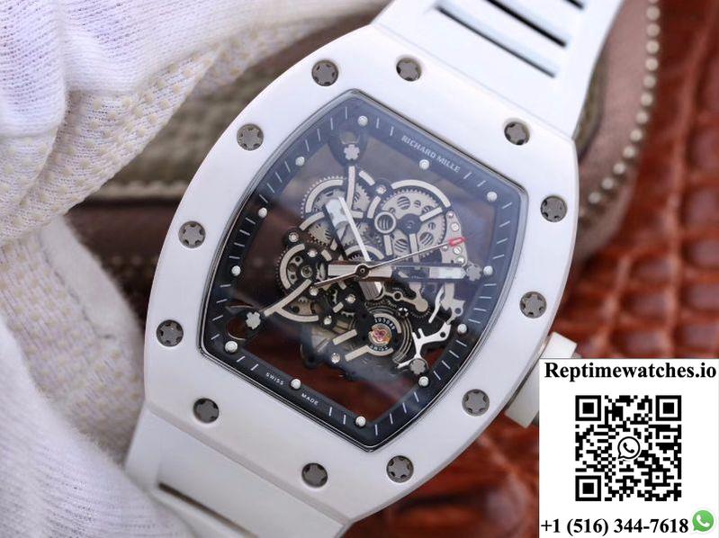 Richard Mille Rm055 White Ceramic Skeleton Dial Kv Factory V2-Rep Time Watches