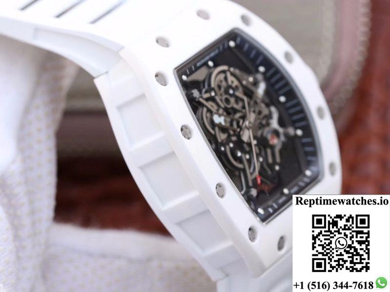 Richard Mille Rm055 White Ceramic Skeleton Dial Kv Factory V2-Rep Time Watches