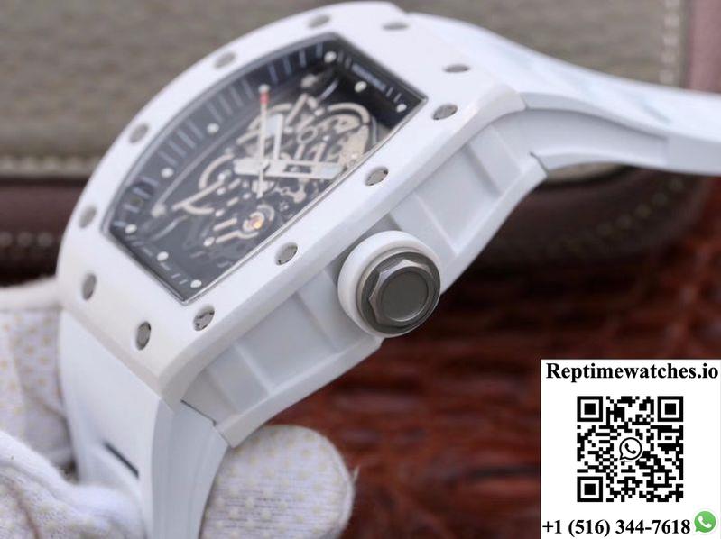 Richard Mille Rm055 White Ceramic Skeleton Dial Kv Factory V2-Rep Time Watches