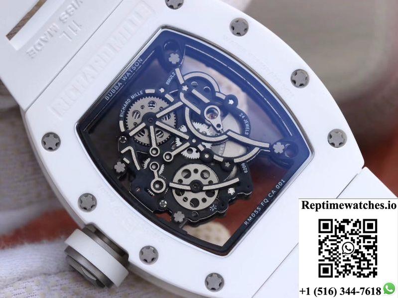 Richard Mille Rm055 White Ceramic Skeleton Dial Kv Factory V2-Rep Time Watches