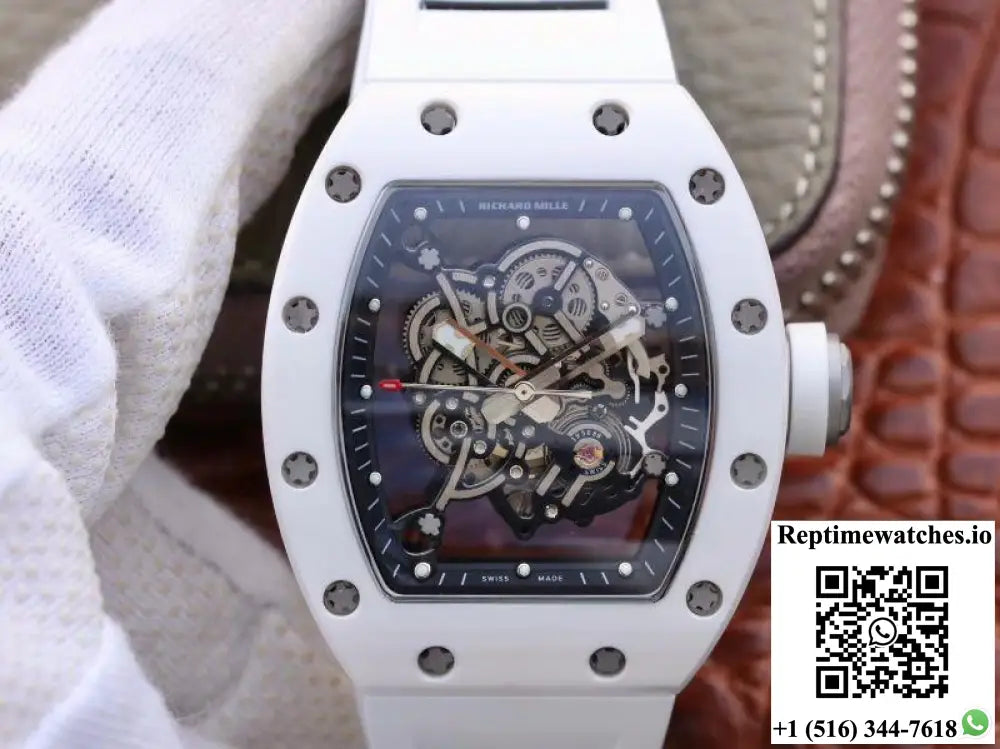 Richard Mille RM055 White Ceramic Skeleton Dial KV Factory V2 - Watches