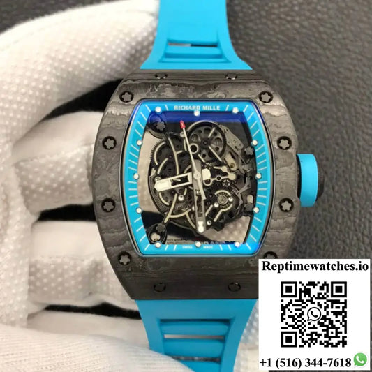 Richard Mille RM055 ZF Factory Blue Rubber Strap - Watches