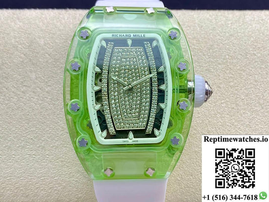 Richard Mille Rm07-02 Pink Lady Sapphire Rm Factory White Rubber Strap-Rep Time Watches