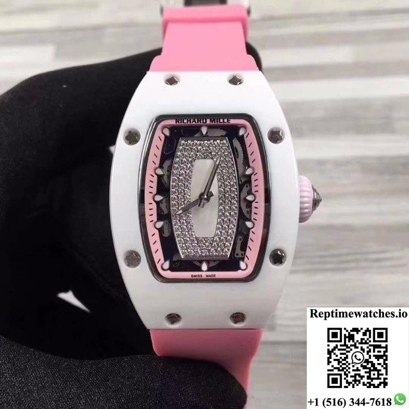 Richard Mille Rm07 Ladies Pink Dial With Diamonds-Rep Time Watches