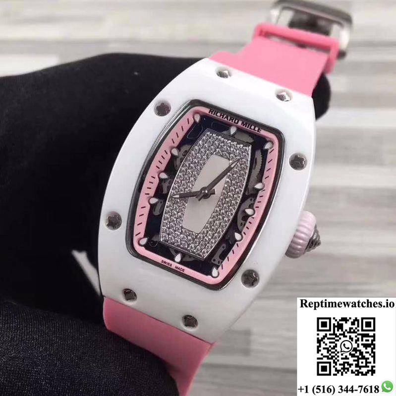 Richard Mille Rm07 Ladies Pink Dial With Diamonds-Rep Time Watches