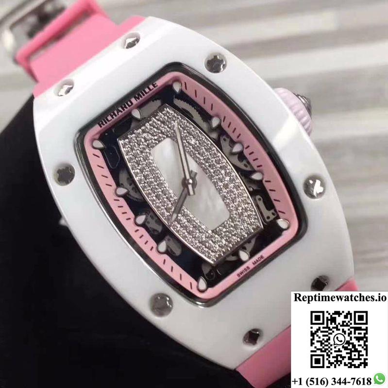 Richard Mille Rm07 Ladies Pink Dial With Diamonds-Rep Time Watches