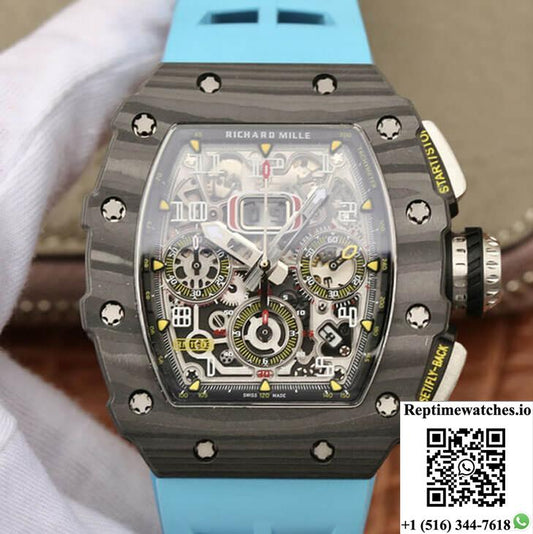 Richard Mille Rm11-03 Kv Factory Carbon Fiber Blue Strap-Rep Time Watches