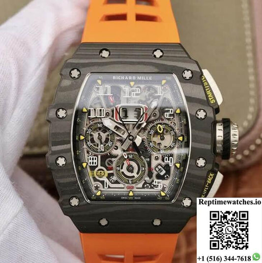 Richard Mille Rm11-03 Kv Factory Carbon Fiber Orange Strap-Rep Time Watches