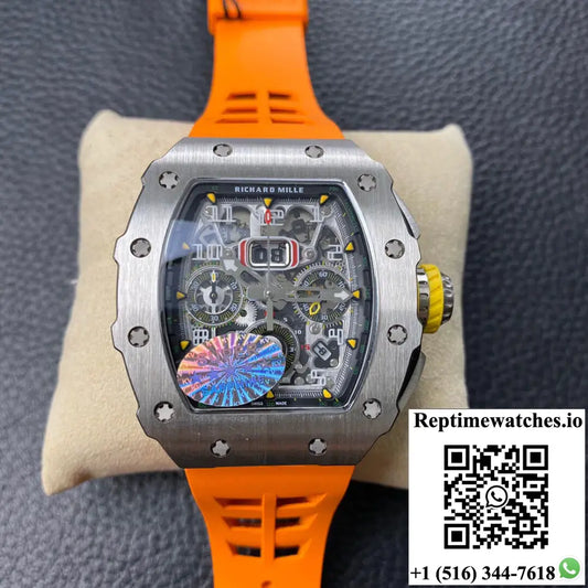 Richard Mille RM11-03 KV Factory Orange Rubber Strap - Watches