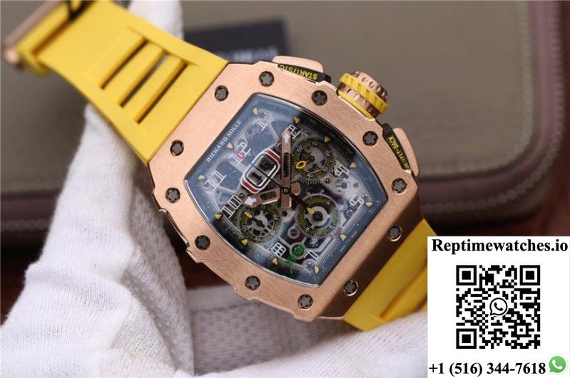Richard Mille Rm11-03 Kv Factory Rose Gold Skeleton Dial-Rep Time Watches