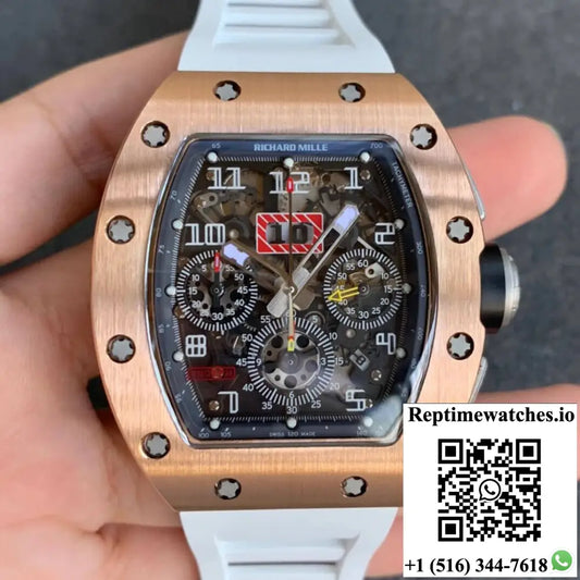 Richard Mille RM11 KV Factory Rose Gold White Strap AF Factory