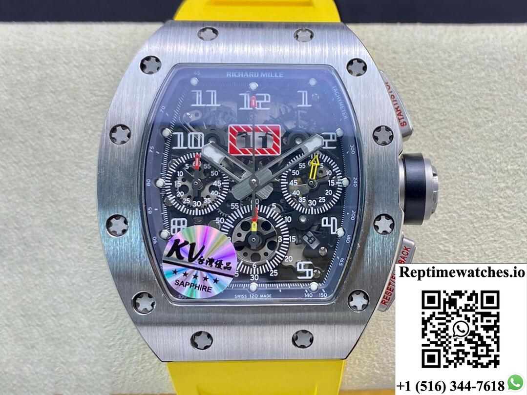 Richard Mille Rm11 Kv Factory Titanium Yellow Strap-Rep Time Watches