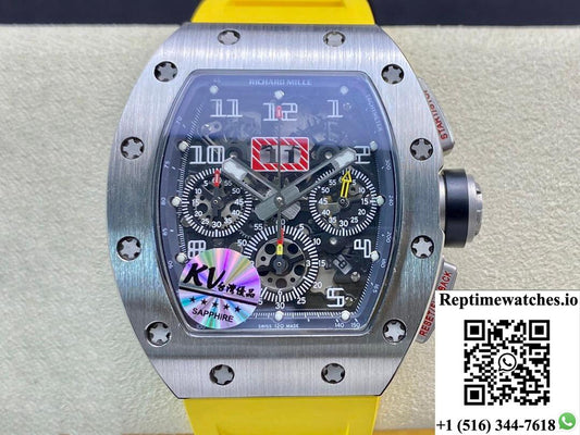 Richard Mille Rm11 Kv Factory Titanium Yellow Strap-Rep Time Watches