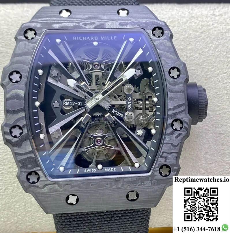 Richard Mille Rm12-01 Rm Factory Tourbillon Skeleton Dial-Rep Time Watches