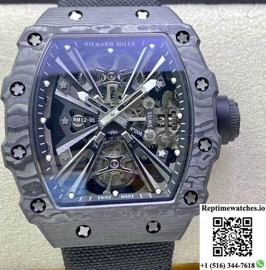 Richard Mille Rm12-01 Rm Factory Tourbillon Skeleton Dial-Rep Time Watches