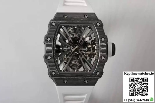 Richard Mille RM12-01 Tourbillon RM Factory Carbon Fiber White Strap - Watches