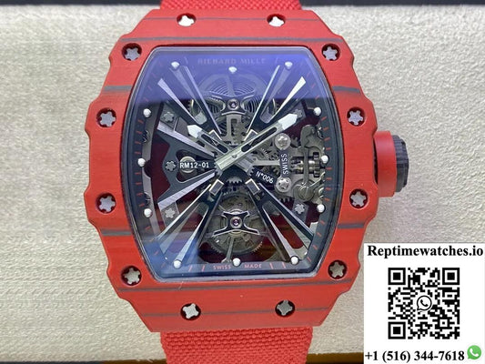 Richard Mille Rm12-01 Tourbillon Rm Factory Red Carbon Fiber Case-Rep Time Watches