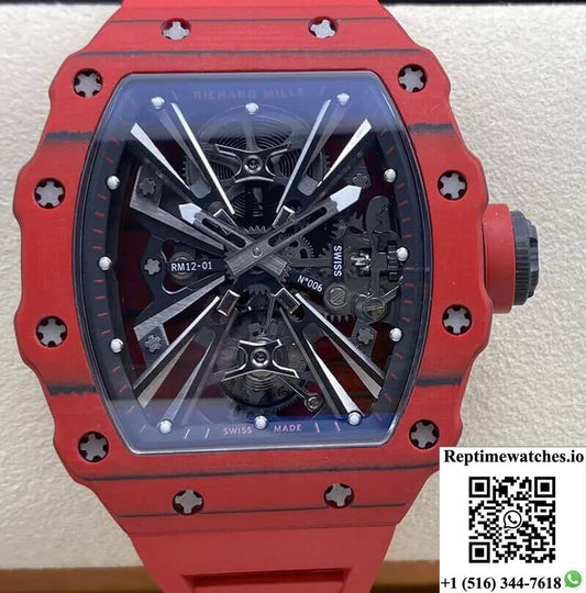 Richard Mille Rm12-01 Tourbillon Rm Factory Red Rubber Strap-Rep Time Watches