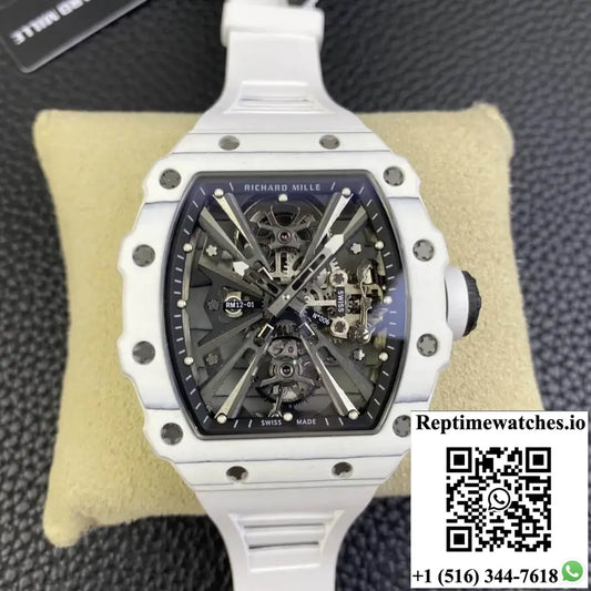 Richard Mille RM12-01 Tourbillon RM Factory White Rubber Strap - Watches