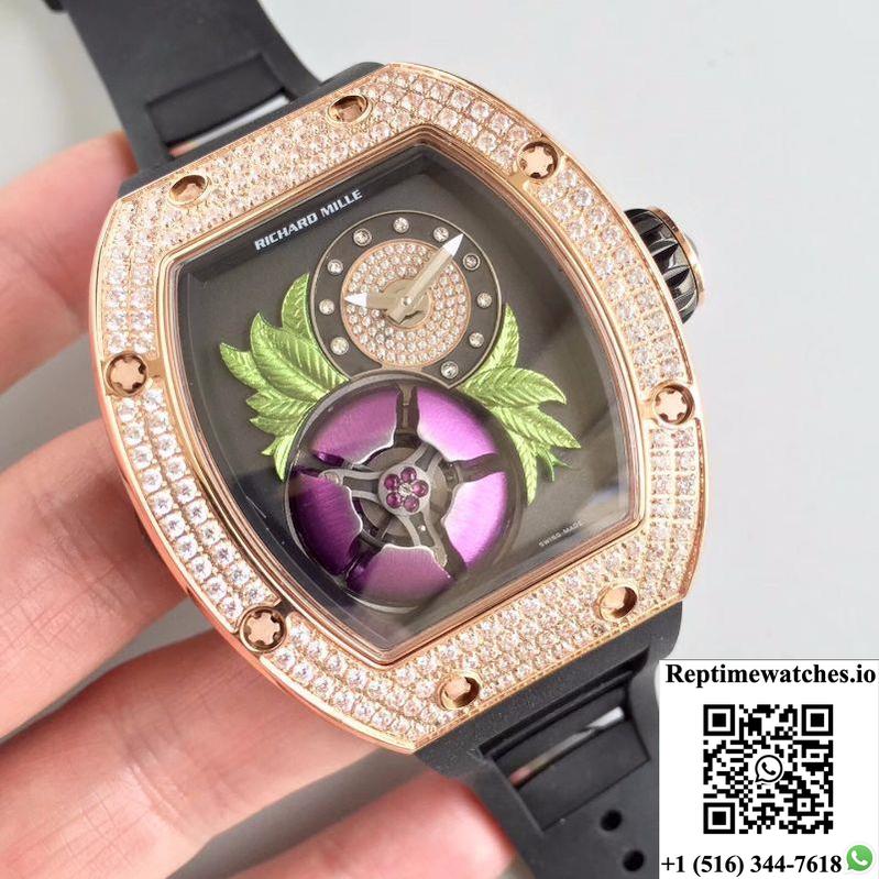 Richard Mille Rm19-02 Kv Factory Tourbillon Fleur Magnolia Dial-Rep Time Watches