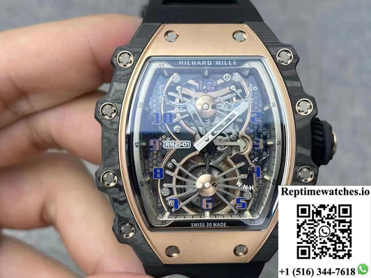 Richard Mille Rm21-01 Rm Factory Tourbillon 5N Red Gold Case-Rep Time Watches