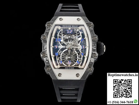 Richard Mille RM21-01 RM Factory Tourbillon Skeleton Dial Black Strap - Watches