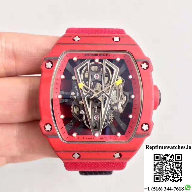 Richard Mille Rm27-03 Red Forged Carbon Black Skeleton Dial-Rep Time Watches