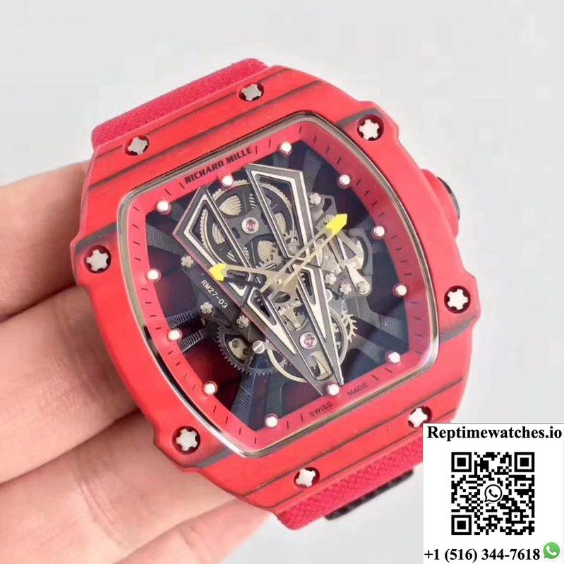 Richard Mille Rm27-03 Red Forged Carbon Black Skeleton Dial-Rep Time Watches
