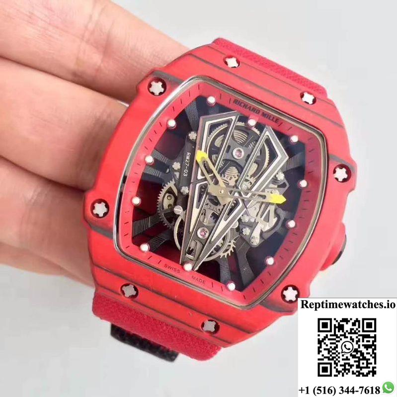 Richard Mille Rm27-03 Red Forged Carbon Black Skeleton Dial-Rep Time Watches