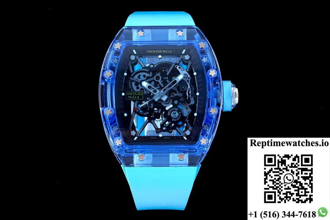 Richard Mille Rm35-01 Rm Factory Blue Rubber Strap-Rep Time Watches