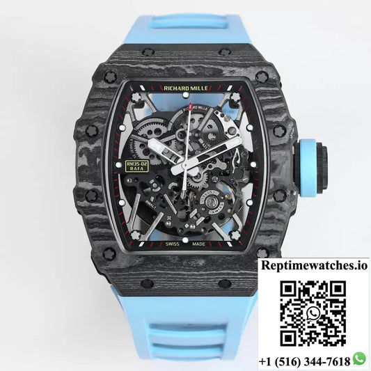 Richard Mille RM35-02 BBR Factory Blue Rubber Strap - Watches